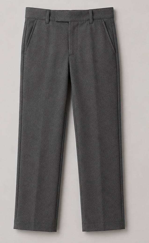 Boys Formal Grey Worsted Wool Pants