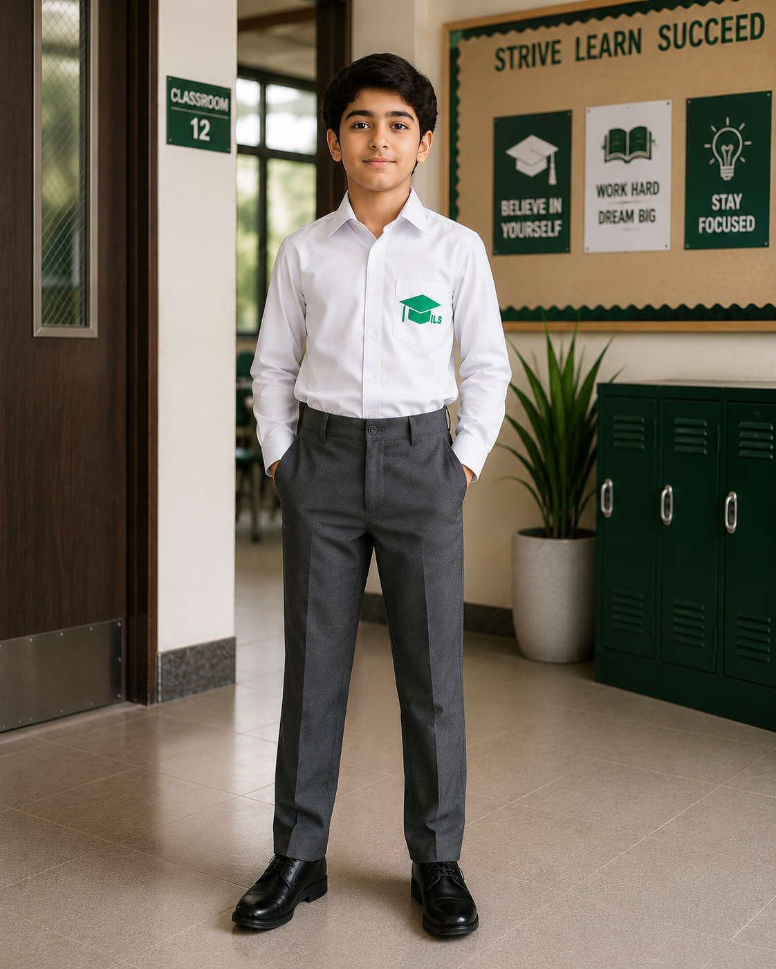 ILS Elementary Middle and High School White Collared Shirt