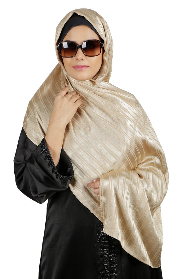 Golden Striped Formal Hijab