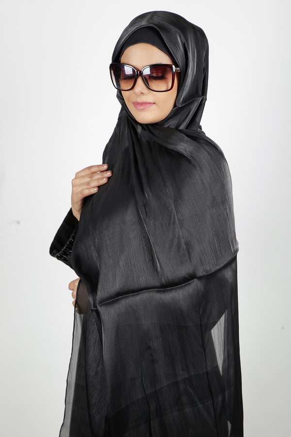 Black Casual Gleaming Hijab