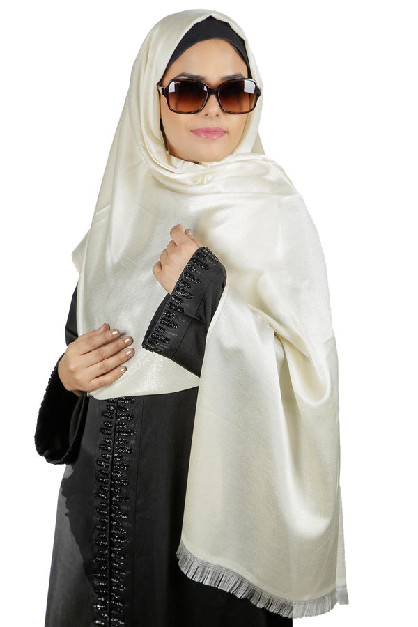 Premium Gleaming Off White Hijab