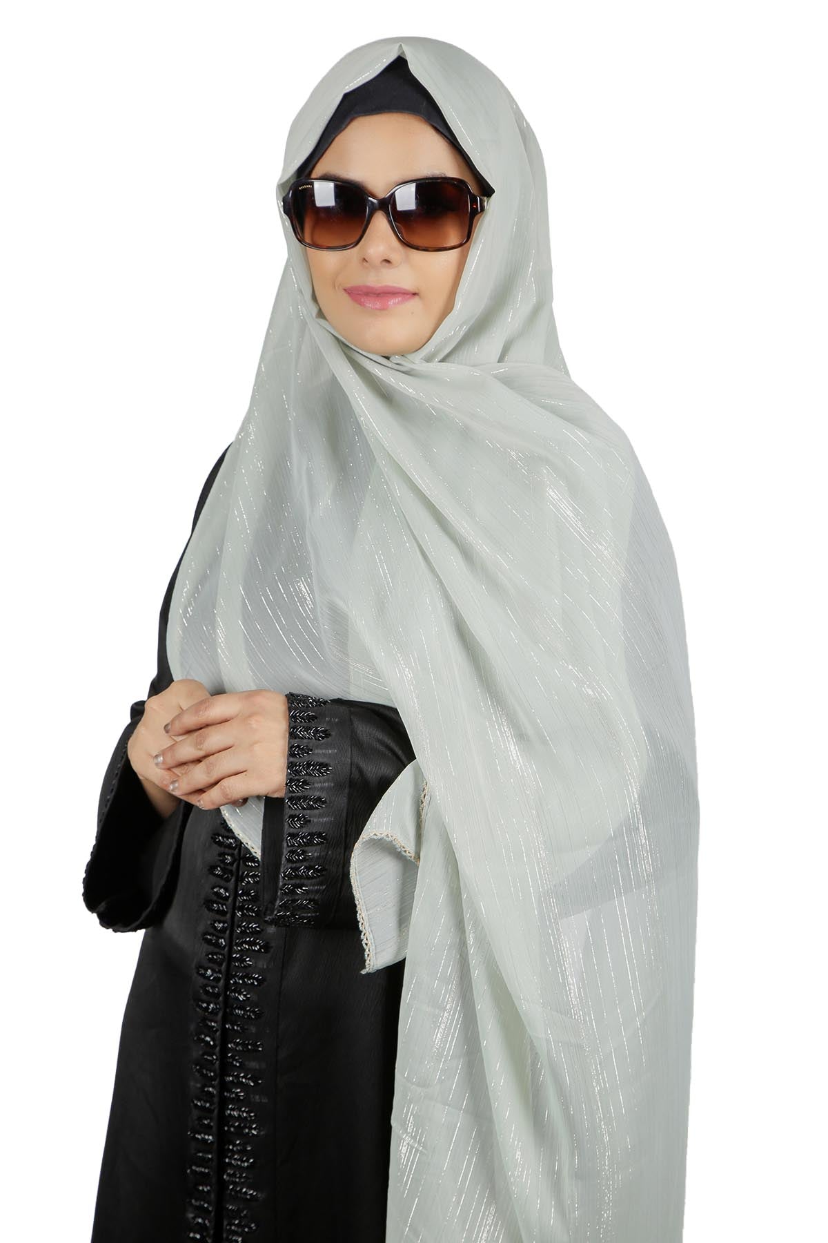 Shimmery Light Green Hijab