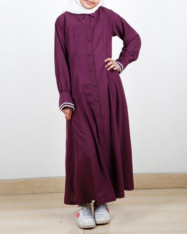 Shirt Style Purple Kids Maxi Dress