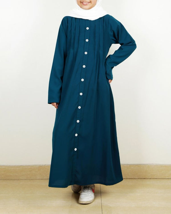 Button Down Pintuck Kids Abaya