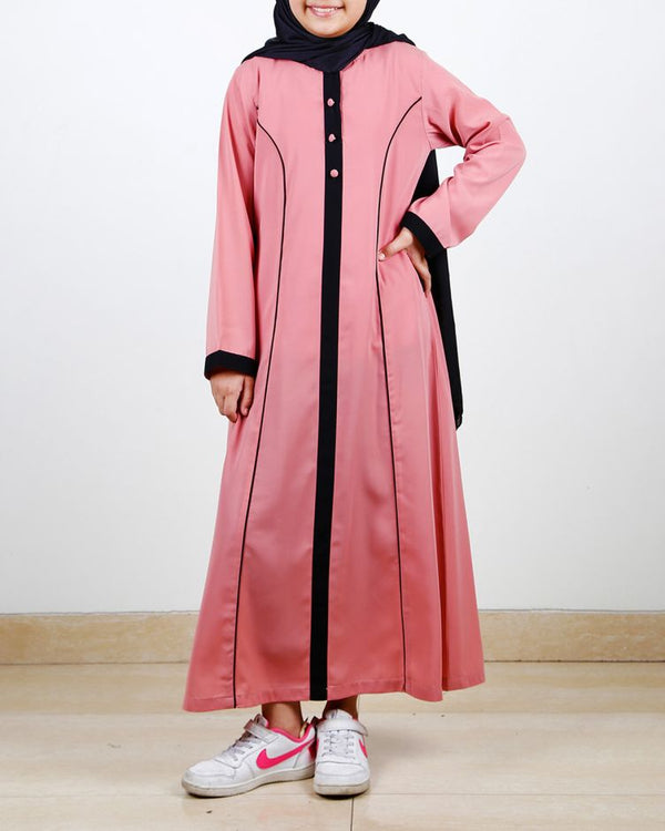 Onion Pink Panelled Kids Abaya