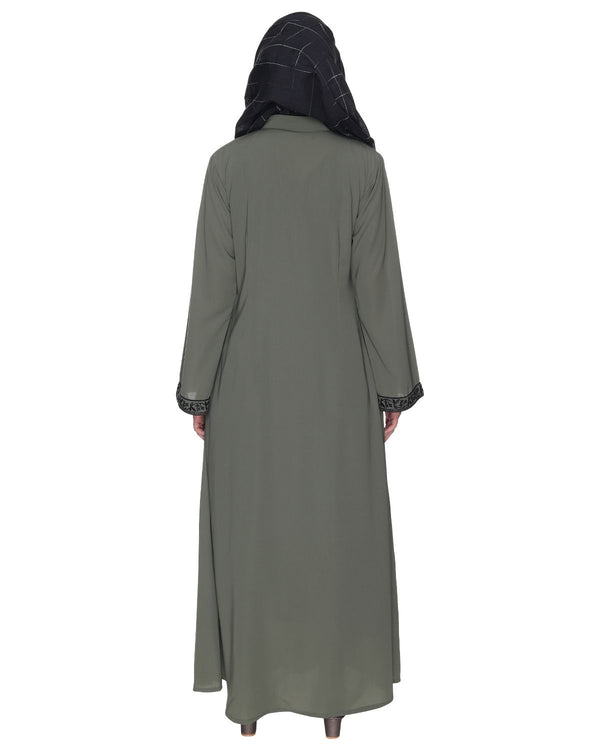 Dead Mint Premium Abaya With Black Embroidery