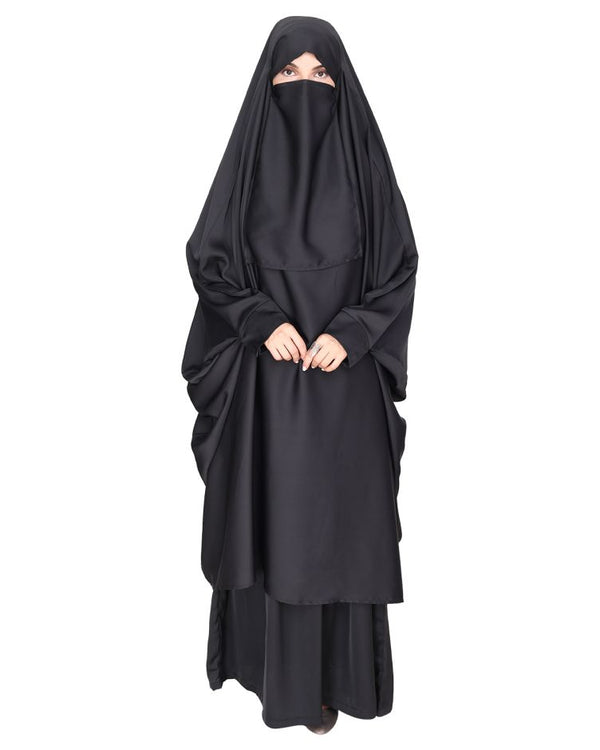 Gleaming Grey Khimar and Skirt Jilbab Set