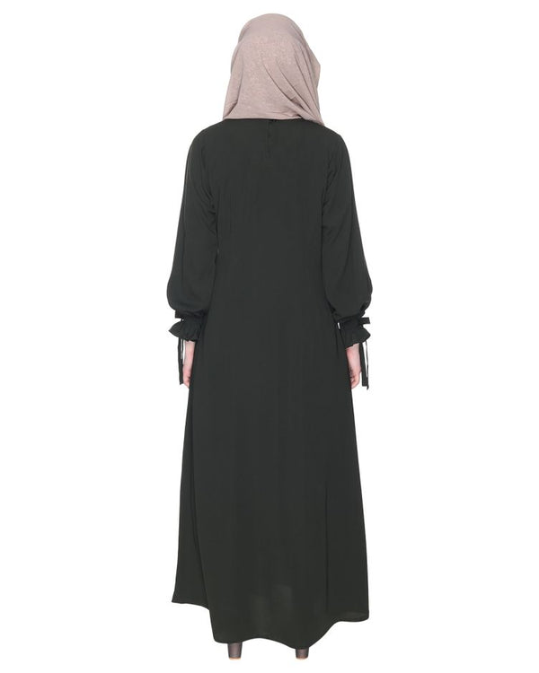 Sleek Looking Olive And Dead Mint Slit Style Abaya