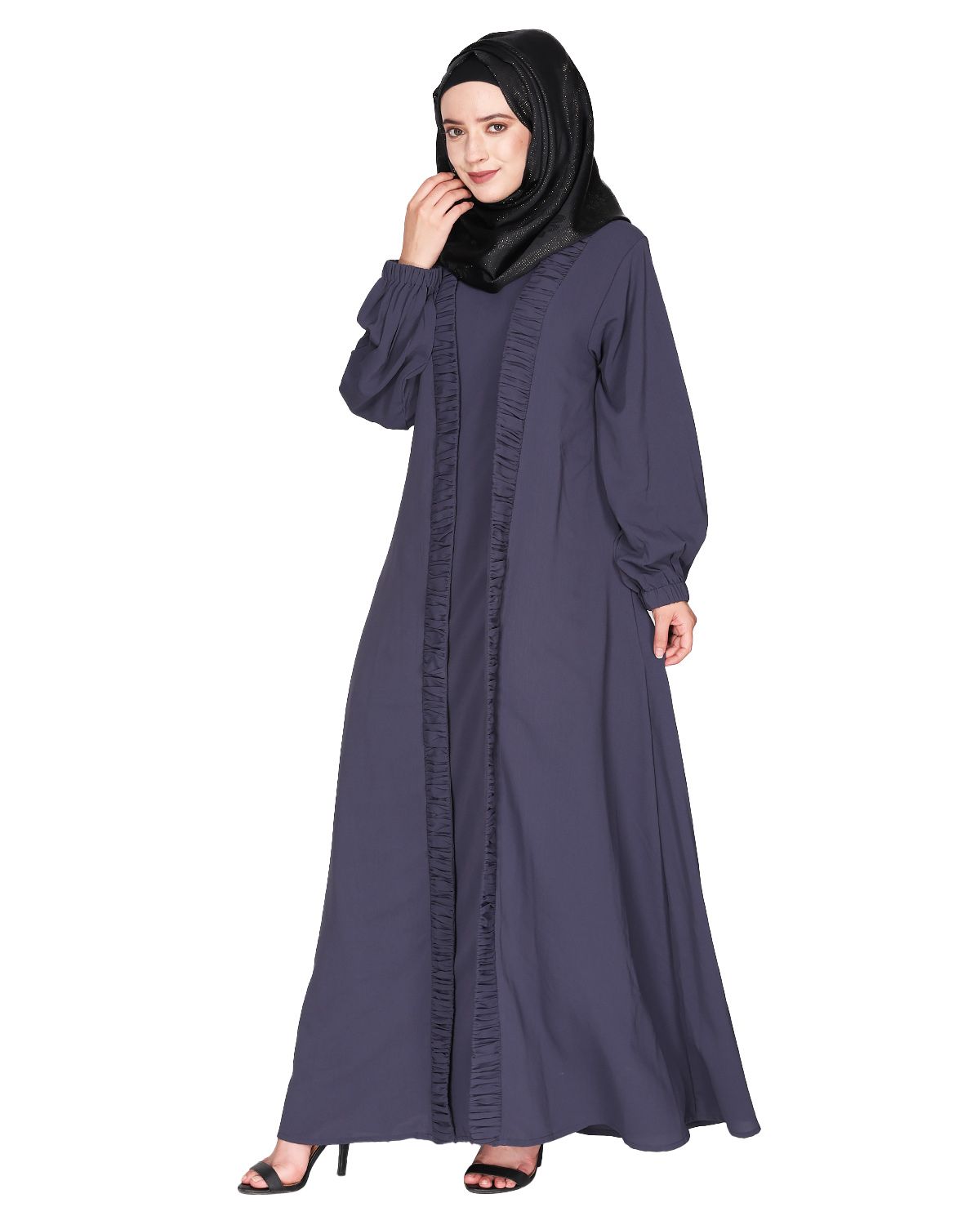 Casual Dark Grey Gown style Abaya