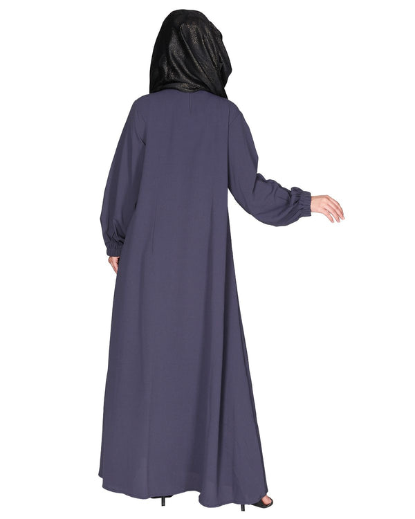 Casual Dark Grey Gown style Abaya
