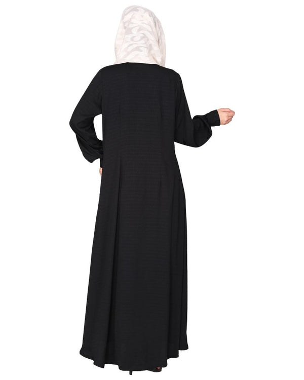 Distinguished Gathers Front Open black abaya