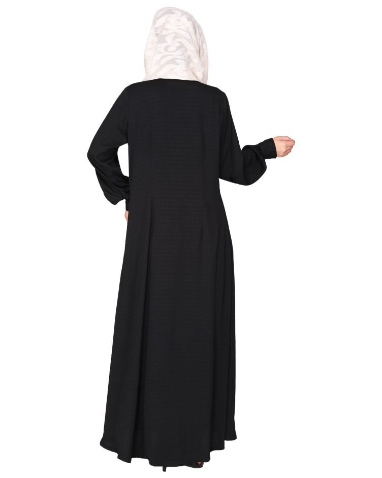 Black Crown Nida Abaya with Elastic Sleeves